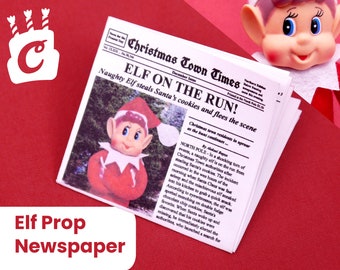 Instant Download Printable Christmas Town Newspaper Elf prop miniature 1:6 Scale template