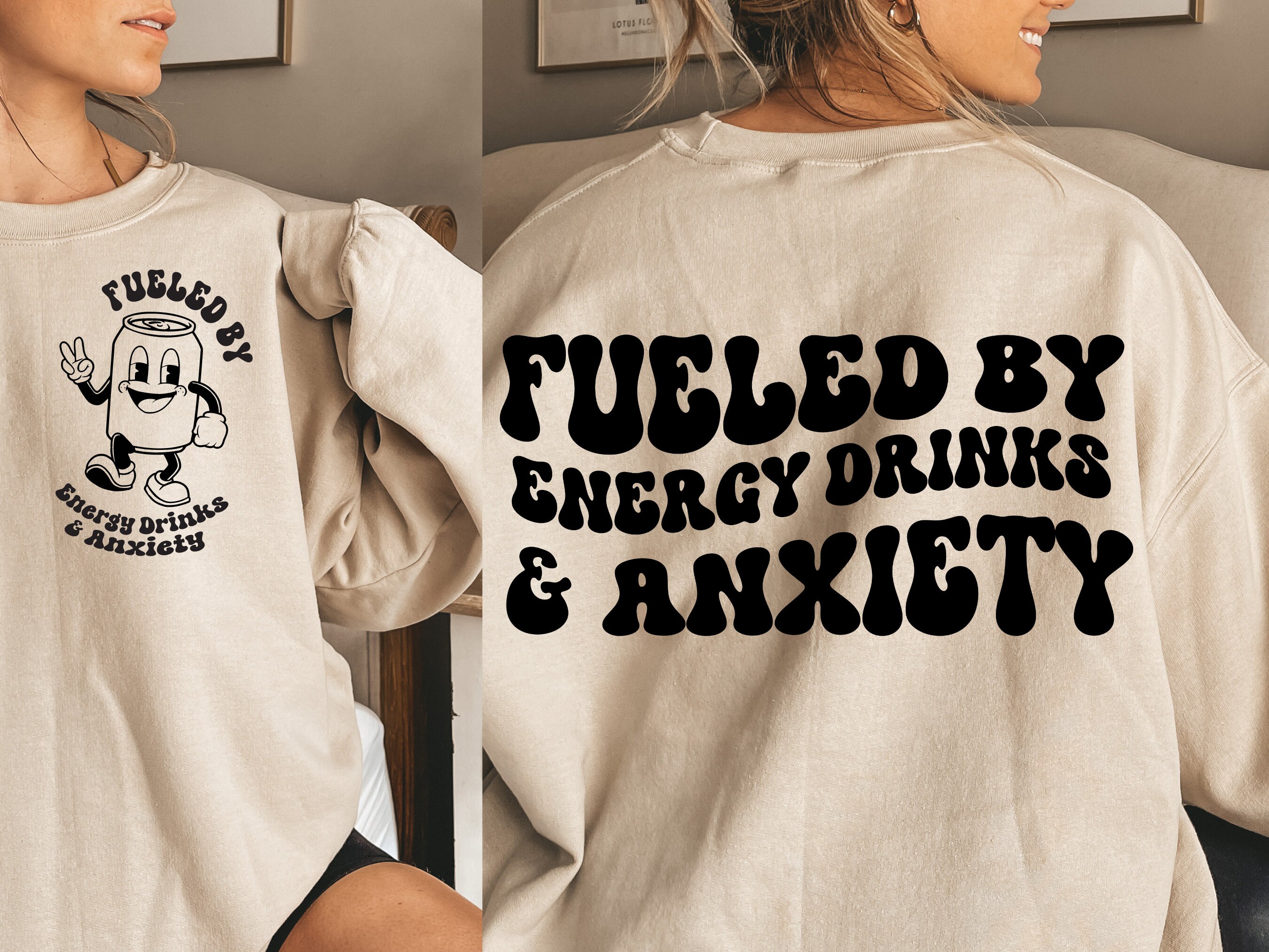 Fueled by Energy Drinks and Anxiety Svg With Pocket Design, Trendy