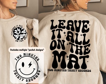 Cheer aesthetic, Leave it all on the mat, cheerleading svg, png front/back, svg front/back, retro-designs, trendy smile, smileface lightning
