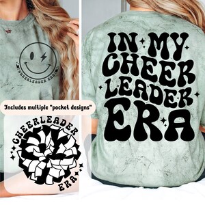 In My Cheerleader Era Svg, Retro-golvend cheer Design, Cheerleader Svg, Cheerleading Png, Cheer Competition shirt design, met zakontwerpen