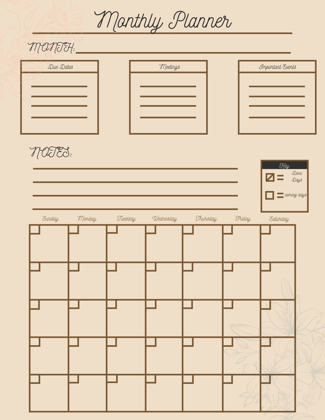 Monthly Planner Printable - Etsy monthly-planner-printable-etsy