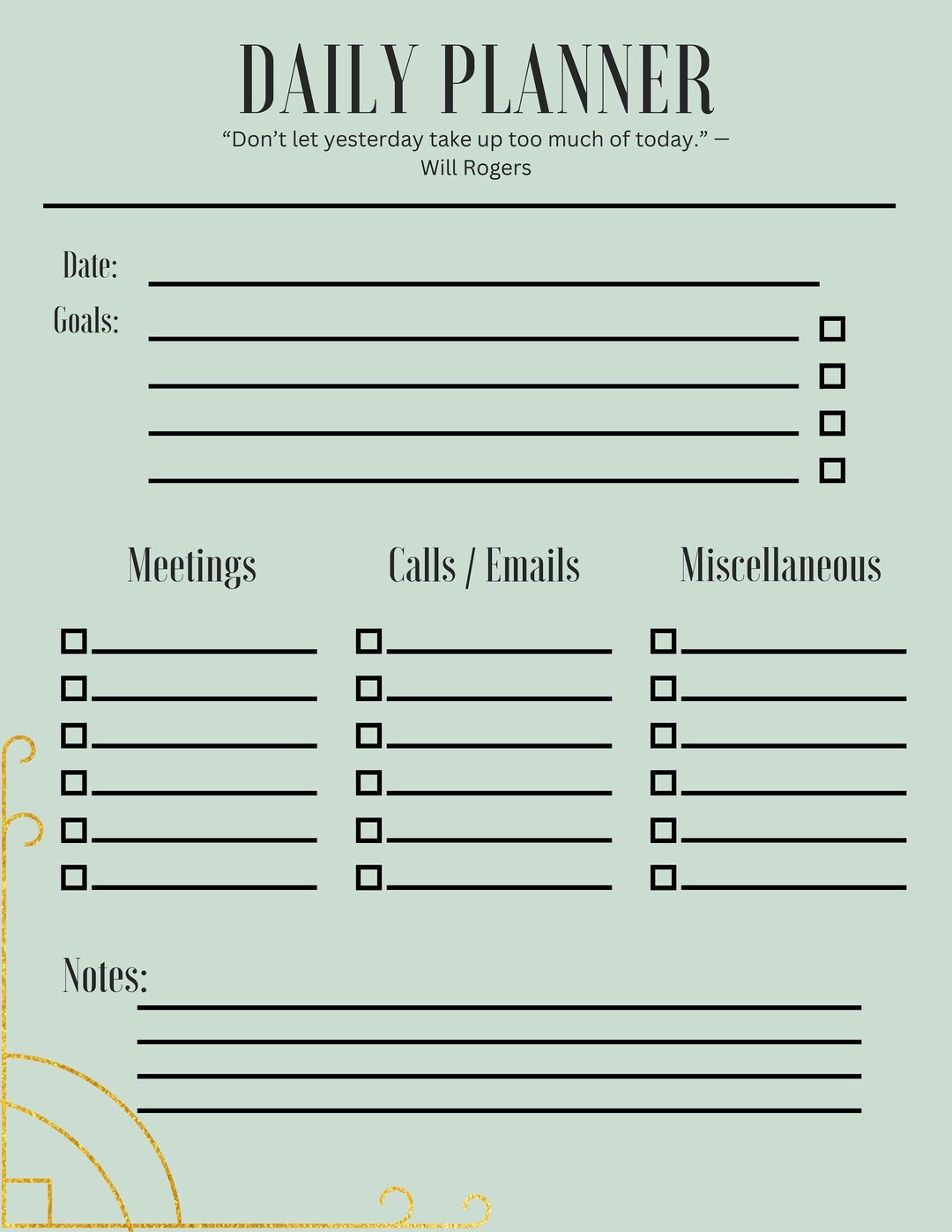 Daily Planner Printable - Etsy