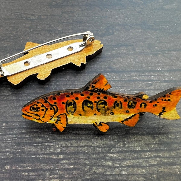Cherry Trout Pin - Fly Fishing Hat & Vest Trout Brooch Lapel Pin