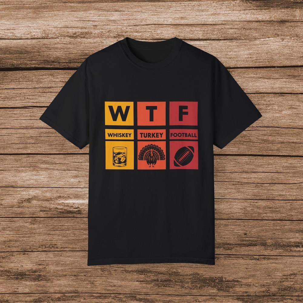 Thanksgiving Whiskey Turkey Football T-Shirt, Funny Holiday Unisex Tee, Gift For Football Fans, Alcohol Drinkers, Thanksgiving Apparel, Fashion24Hs