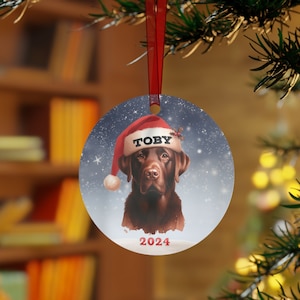 Personalized Chocolate Lab Christmas Ornament, Custom Chocolate Lab Ornament, Labrador Retriever Ornament, Pet Remembrance Gift