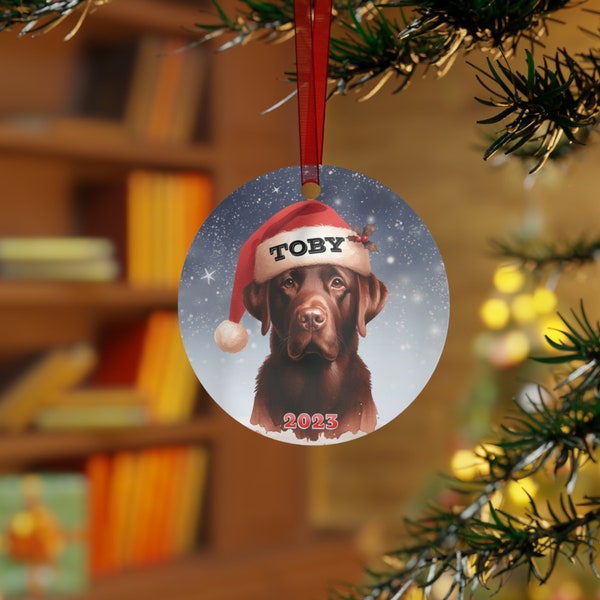 Personalized Chocolate Lab Christmas Ornament, Custom Chocolate Lab Ornament, Labrador Retriever Ornament, Pet Remembrance Gift