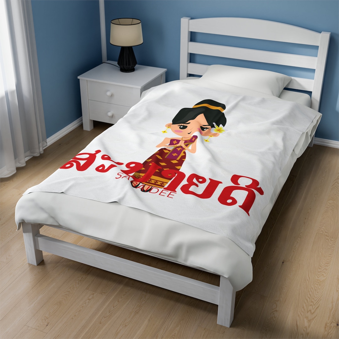 Cute Laos Girl, Velveteen Plush Blanket, Laos Traditional Blanket, Thai