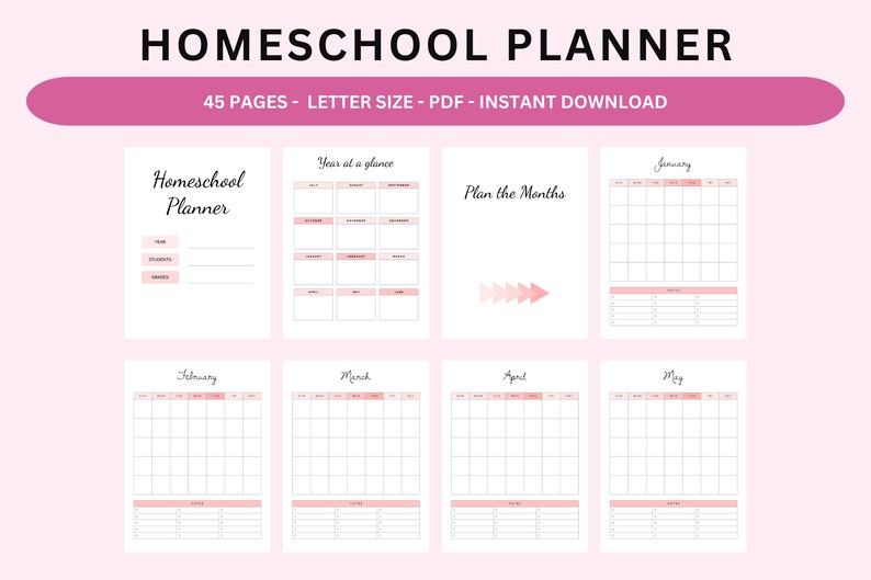 Homeschool Planner Printable, Homeschool Schedule, Homeschool Daily Schedule PDF Printable, Homeschool Printable Lesson Planner PDF, image 1