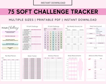 75 Soft Challenge Tracker, 75 Soft Challenge Printable, 75 Soft Challenge PDF, 75 Soft Challenge Journal, Fitness Weight Loss Journal