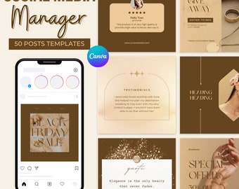 50 Brown Instagram Post Templates | Marketing Templates | Instagram Engagement | Canva Editable Social Media Post | Aesthetic Templates