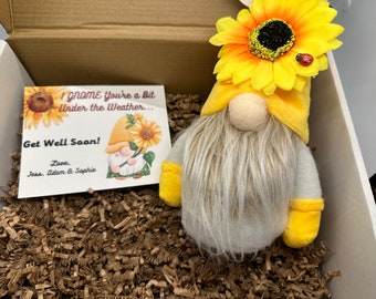 Gnome Get Well Card, Get Well Soon Care Package for Woman, Sick Care Package for Her Comfort, Surgery Recovery Gift Basket