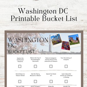 Washington DC Bucket List Printable | Travel Bucket List | Washington ...