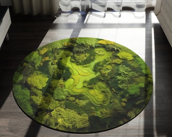 Moss Rug, Printed Natural Look Moss Round Rug, Nature Lover, Home Decor, Handmade Artwork Gift