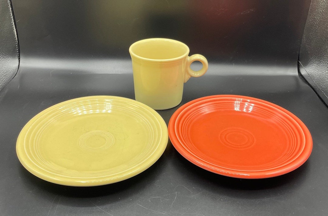 Assorted Set of 3 Fiestaware Pieces 2 Salad Plates and 1 Coffee Mug Etsy