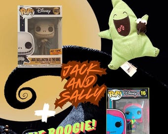 Nightmare Before Christmas Funko Pop! Set: Jack 'The King', Sally #16, Oogie Boogie Plush