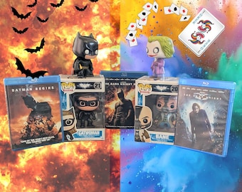 Dark Knight Trilogy Blu-ray Set: Batman, Joker, Bane, Catwoman Funko Pops