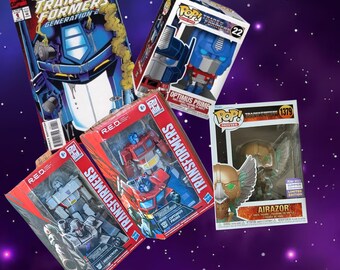 Transformers: Generation 2 Comic #1 & Optimus Prime Pop! + Airazor Funko, And Megatron/Optimus Prime Action figure