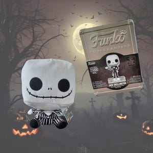 Funko Pop! Jack Skellington Exclusive Metal Box 25000 Pops Made And Funko Pop Jack Skellington Plush  (Unopened Boxes)