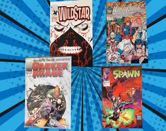 90s Image Comics Set: WildC.A.T.s, Darker Image (Maxx Card), WildStar, Rare Spawn
