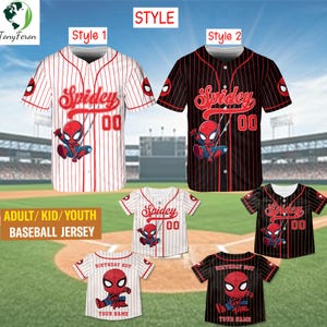 Custom Disney Spidey Baseball Jersey, Birthday Boy Superhero Shirt, Kids Youth Adult Team Jersey, Personalized Name & Number