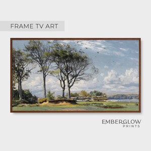 Frame TV Art / Rustic Trees Country Cottage Meadow Decor / Vintage Painting Wall Art / Neutral Muted Digital Printable DOWNLOAD / FTV-69