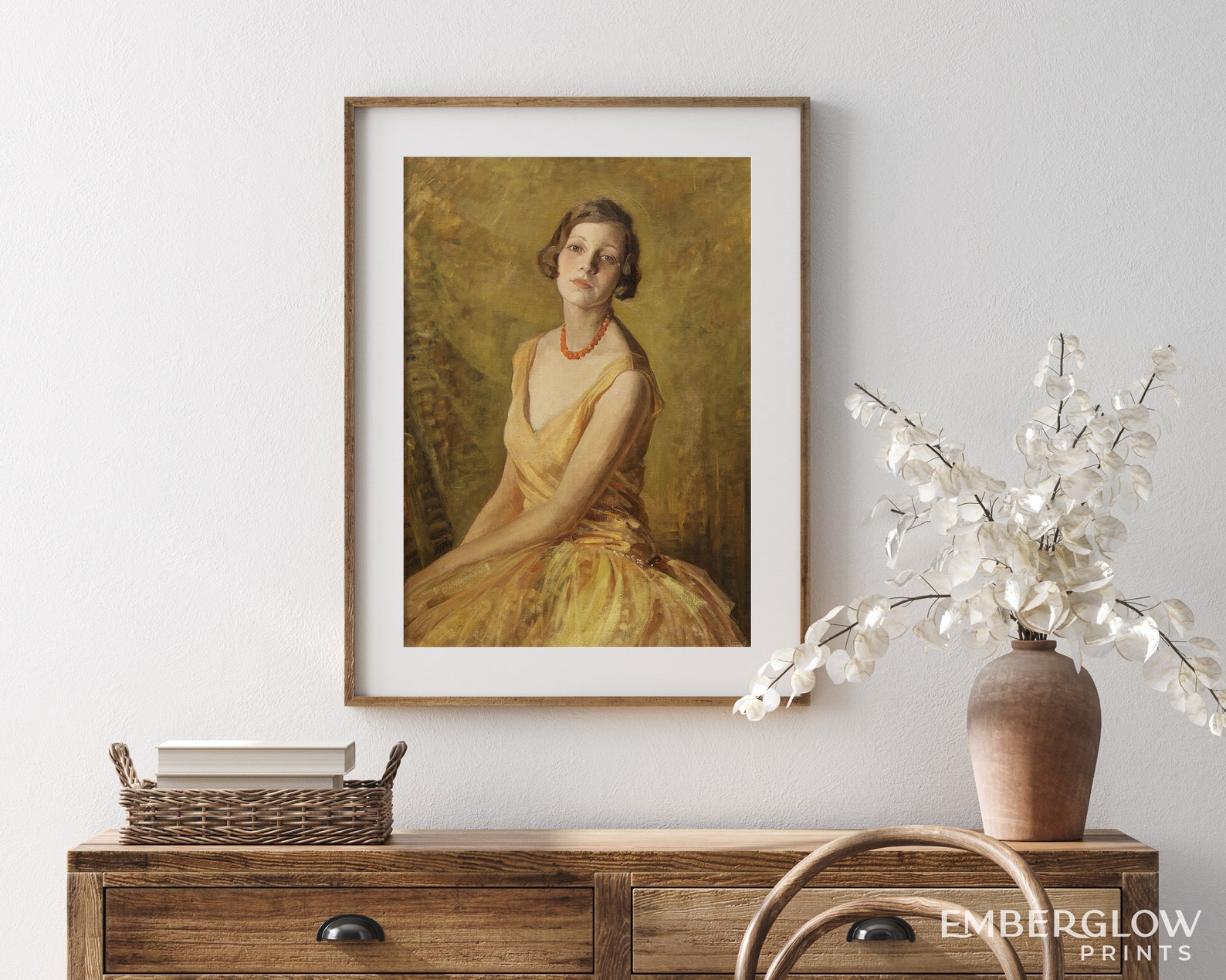 Classical Woman in Yellow Dress / Antique Moody Female Portrait ...