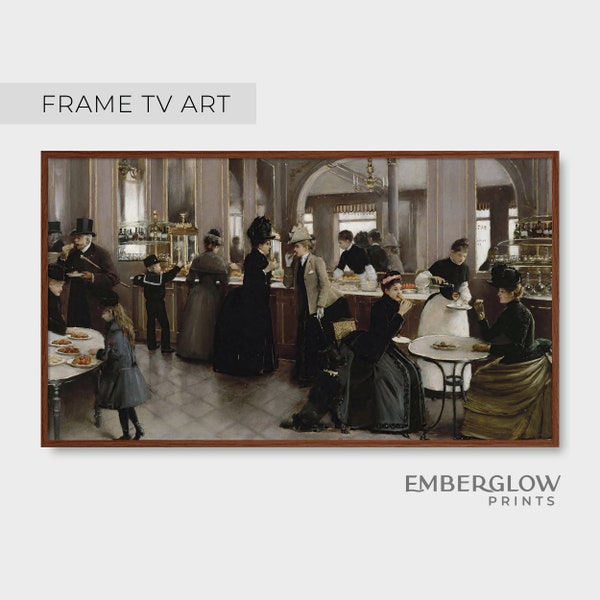 Frame TV Art / Victorian French Patisserie Bakery Cafe  / Vintage Decor Painting / Neutral Wall Art / Digital Printable DOWNLOAD / FTV-21