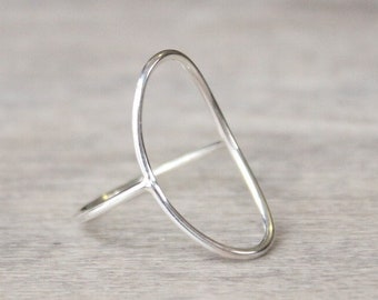 925 Sterling Silber Ring! Silber Ring! Offener ovaler Ring! Besonderer Handgemachter Silber Ring! Verstellbarer Silberring! Geschenk Mama! Leichter Ring!