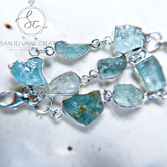 Raw aquamarine bracelet deals