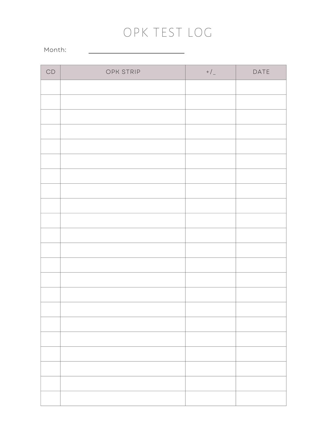 Printable OPK Test Strip Log - Etsy
