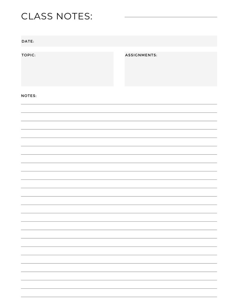 Printable Classroom Notes - Etsy