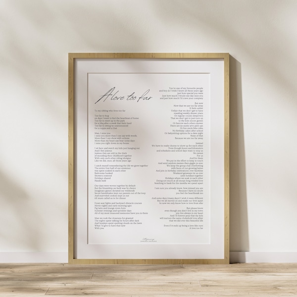 Un amor demasiado lejano. Una carta de amor a los hermanos que no están lo suficientemente unidos.