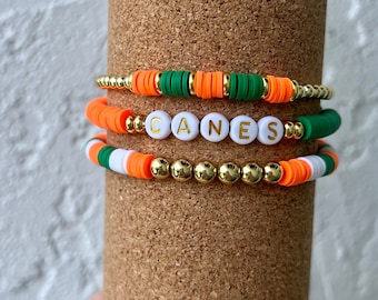 University of Miami Stacked Bracelets