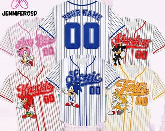 Custom The Hedgehog Characters Baseball Jersey, Sonic Birthday Jersey Shirt, Sonic The Hedgehog Baseball Team Outfit, Gift For Fan