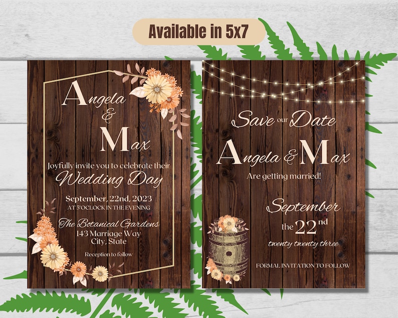 Rustic Wedding Invitation Template Rustic Floral Wedding Etsy