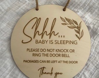 Wooden Baby Sleeping Door Sign