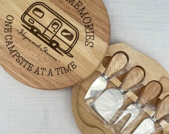 Personalised Caravan Cheeseboard & Knife Set