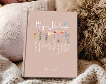 Mujer Virtuosa Regalo Personalizado Libreta Cristiana Diario de Estudio Biblico Cuaderno de Oracion Bible Study Notebook Proverbs 31 Woman
