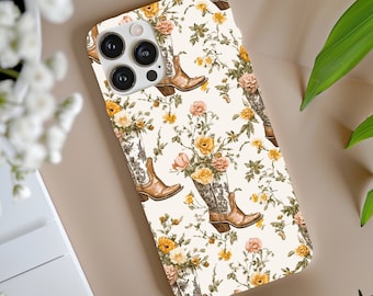 Western Floral Phone Case Boho Cowgirl Country Vintage Matte Glossy iPhone 16 15 14 13 12 Pro Max Plus Samsung Galaxy S24 S23 S22 S21 Ultra