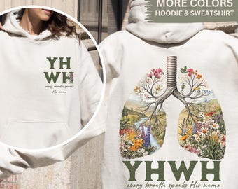YHWH lungs Christian oversized shirt every breath speaks His name Bible verse Hebrew name of God hoodie religious gift Faith Church apparel