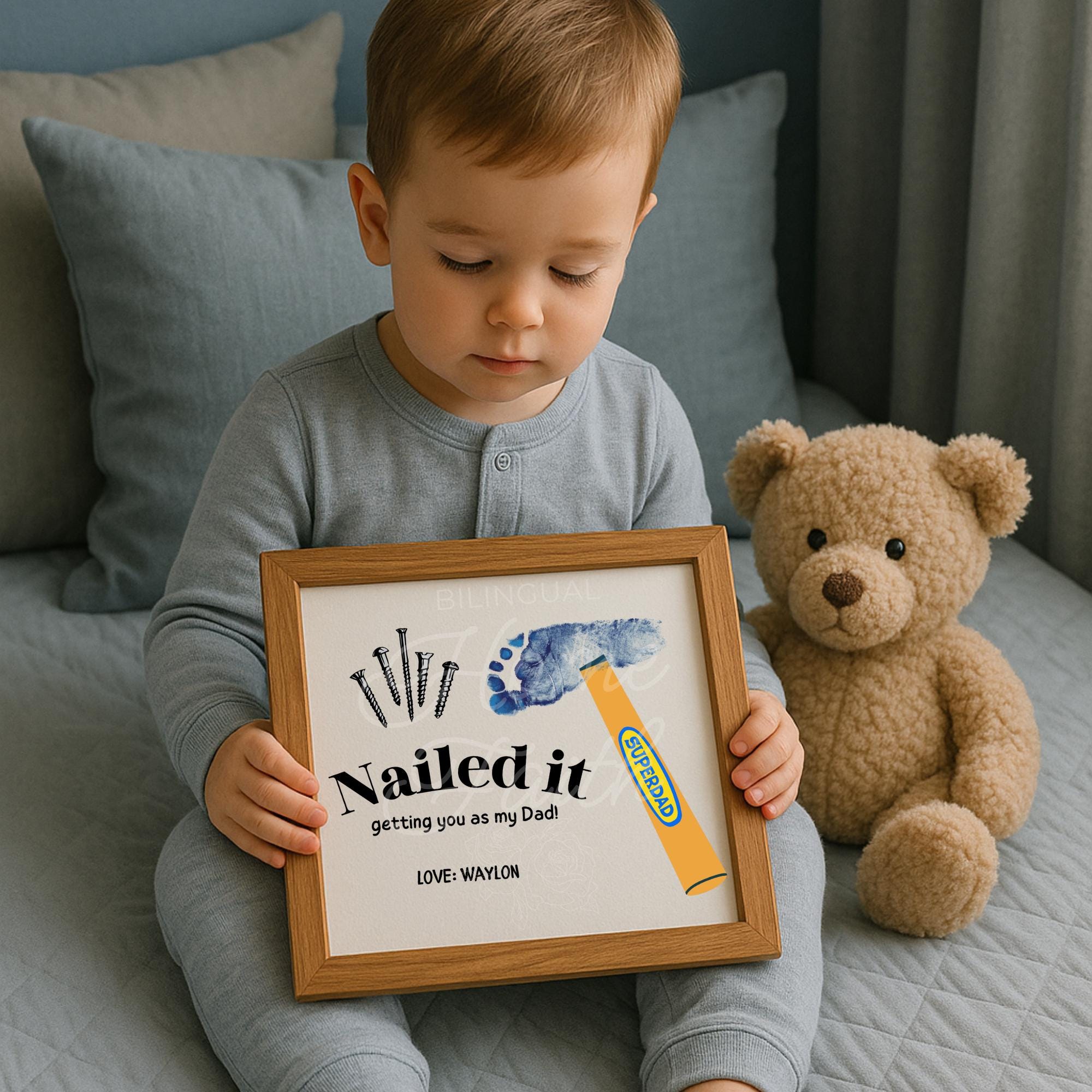 Sentimental gift for Dad Handprint Craft gift from child footprint keepsake New Dad gift idea first Fathers Day card Printable DIY print