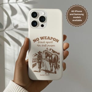 Christian Western Bible Verse Phone Case for iPhone 16 15 14 13 Plus Pro Max Samsung Pixel Religious Christian Gift for her Horse Lover gift