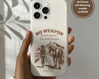 Christian Western Bible Verse Phone Case for iPhone 16 15 14 13 Plus Pro Max Samsung Pixel Religious Christian Gift for her Horse Lover gift
