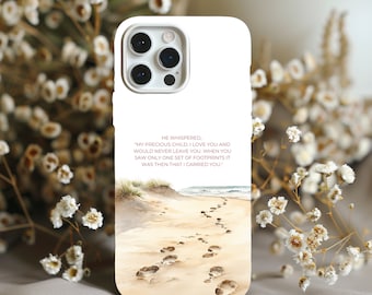 Footprints on the sand Poem Bible Verse Phone Case Christian friend gift religious phone cover Faith boho case Samsung iPhone Google Pixel