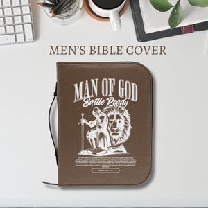 Bible Cover for Men Bible Case Man Christian Birthday Gift for Him Bible Sleeve Baptism Gift Fathers Day Armor of God Dad gift from Daughter