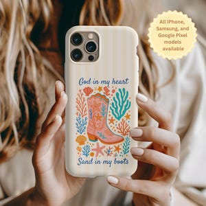 Funda para teléfono con diseño de vaquera costera, ideal para vacaciones en la playa o en verano, ideal como regalo para amantes de los caballos, para iPhone 16, 15, 14, 13 Plus, Pro Max, Samsung Pixel.