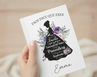 Dios dice que Eres Mujer Regalo Cristiano Personalizado Bautizo Regalo de Cumpleaños Mama Spanish Gift Personalized Christian journal