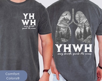 YHWH lungs Christian Comfort Colors shirt Every breath speaks His name Bible verse Crewneck Hebrew name of God Religious Gift Men clothing