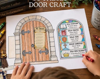 Reformation Craft for Kids 95 Theses Church Door Activity Five Solas Printable Martin Luther Finger Puppets Home School and Classroom Craft
