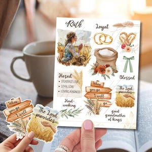 Ruth Bible Journaling Sticker Sheet Christian Planner Watercolor Faith Stickers Women of the Bible Scripture Study Scrapbooking devotional